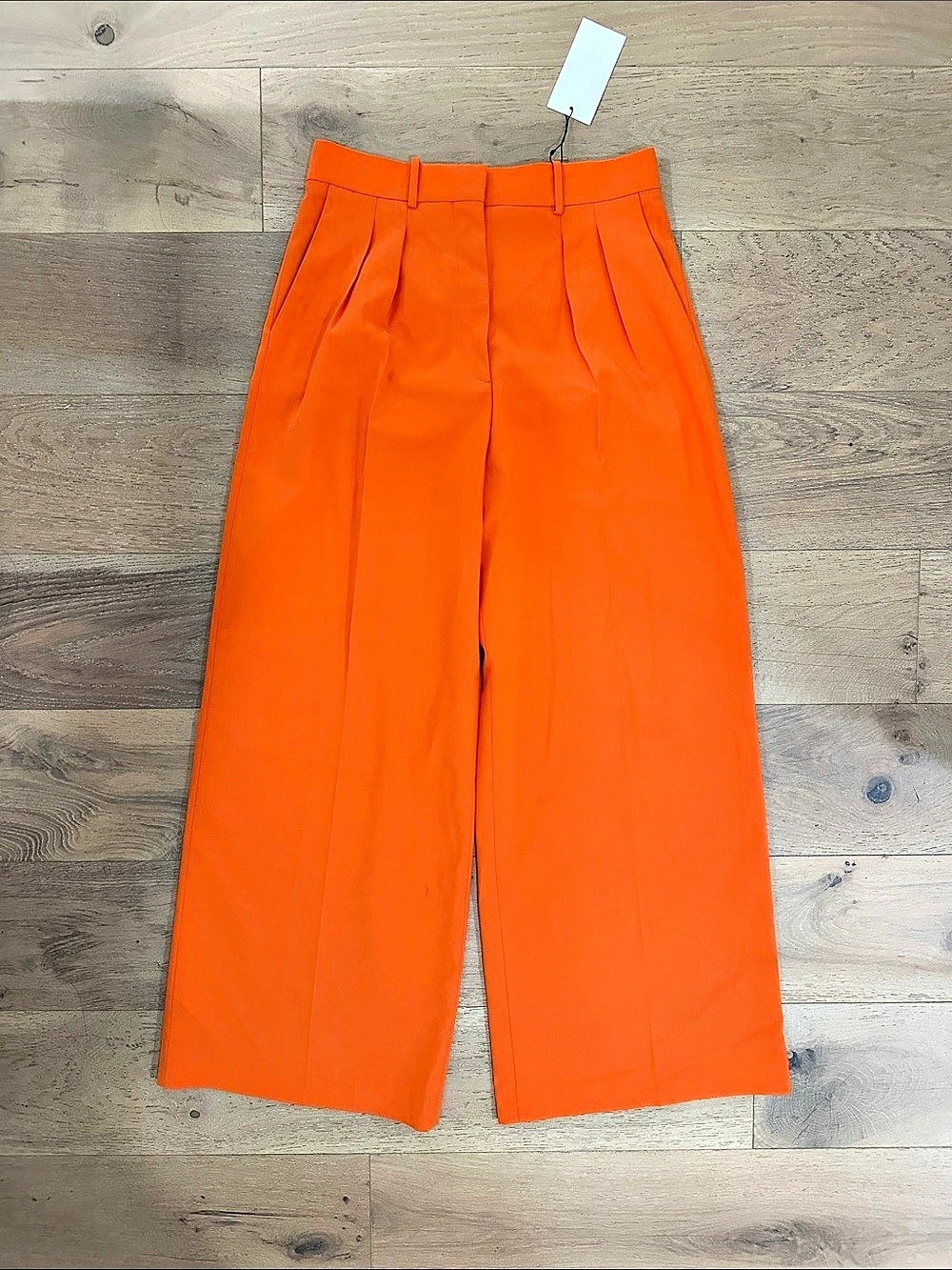 ZARA ZW Collection Wide Leg Pleated Pants Orange Medium